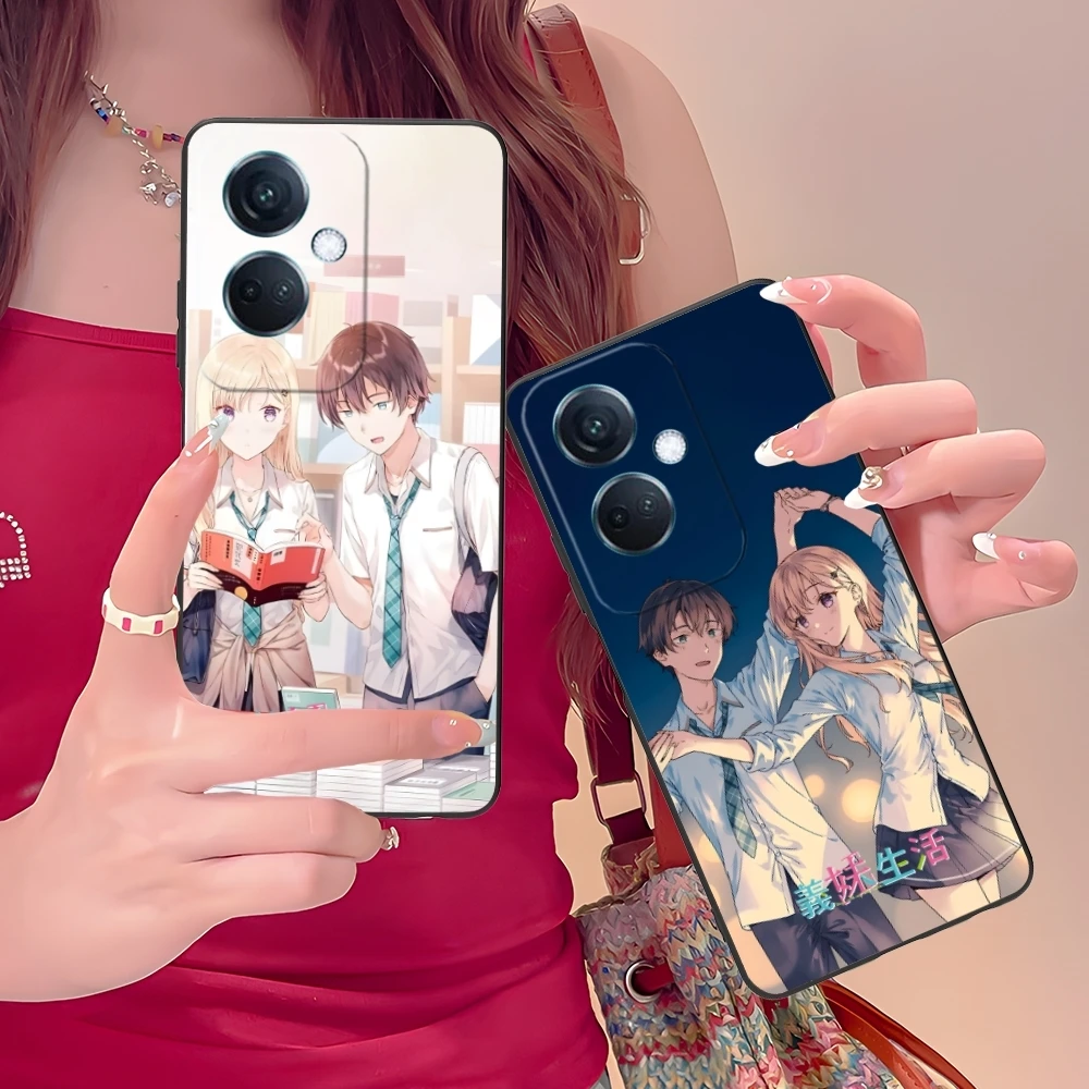 Милый чехол для мобильного телефона Gimai Seikatsu OPPO Find X5 X3 X2 A93 Reno 8 7 Pro A74 A72 A53 Черный