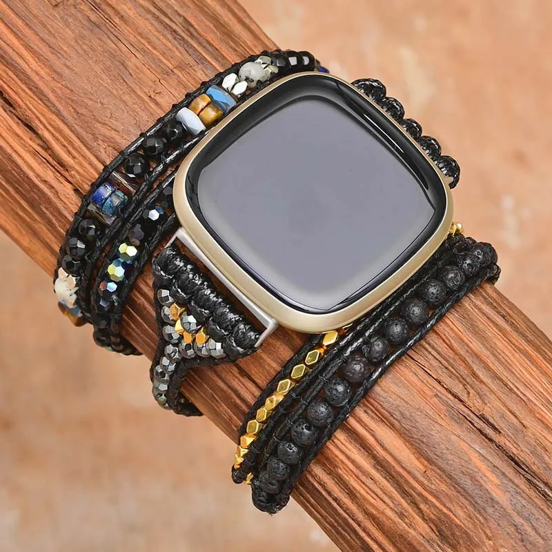 Natural Volcanic Stone Weave Strap For Fitbit Versa 1 2 3 Band Bracelet Watchband Wristband For Fitbit Sense/Versa Lite Strap