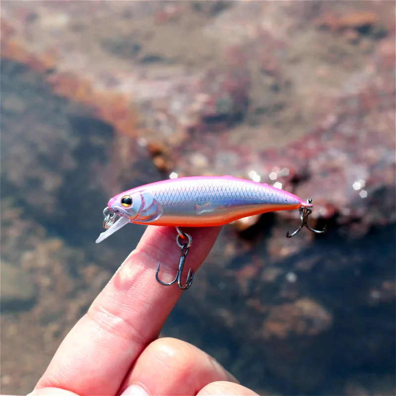 

1PCS Slow Sinking Minnow Fishing Lure 5.2cm 4.5g Plastic Hard Bait Perch Pesca Wobbler Fishing Tackle Crankbait