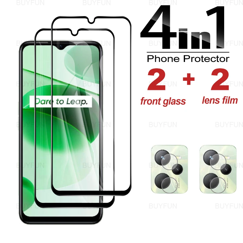 

Чехол из закаленного стекла 4 в 1 для Oppo Realme C35 C 35, 6,6 дюйма, полноэкранная Защитная пленка для объектива камеры realme realmy c35