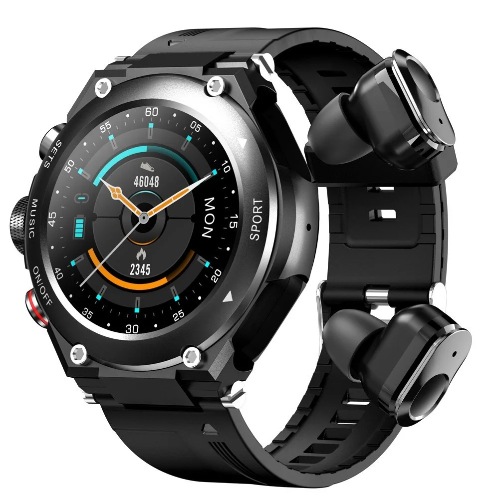 

2022 Смарт-часы с наушниками 2 в 1 Мужские TWS Bluetooth 5,0 наушники звонки музыка температура тела «сделай сам» часы лицо Спорт водонепроницаемый