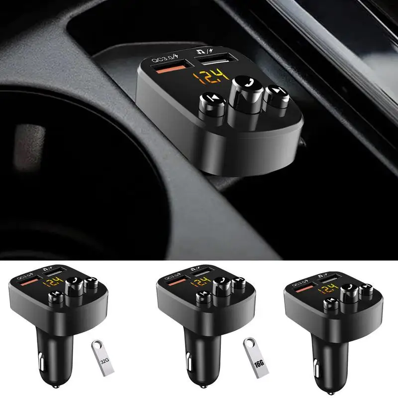 

Universal Handsfree Call Car Charger Dual USB Ports Blue Tooth Handsfree Car Charger With FM Transmitter Durable Car MP3 Charger