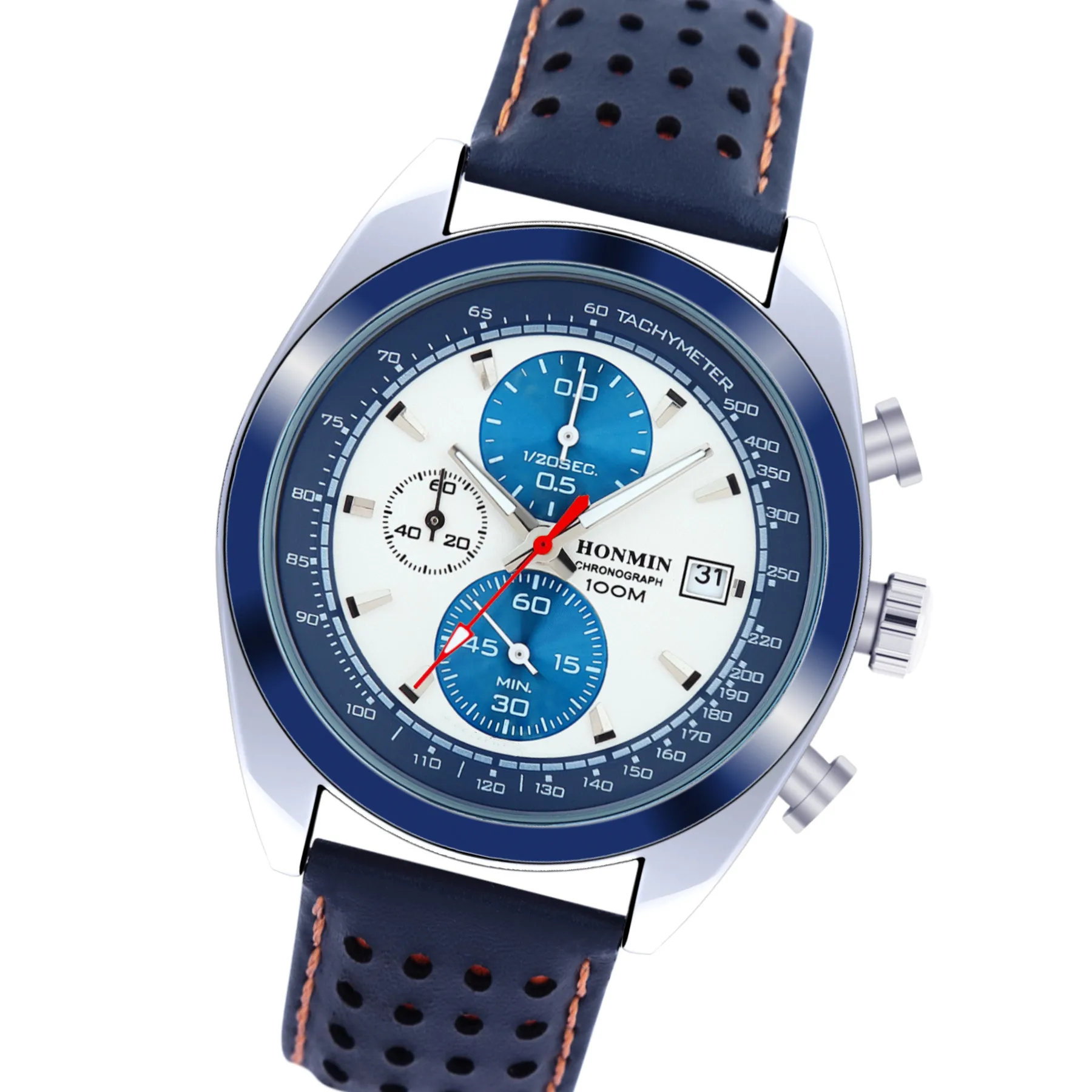 New Honmin Genuine Multifunctional Waterproof Watch Mens Watch Six Needle Timing Retro Business Watch Luxury Watch