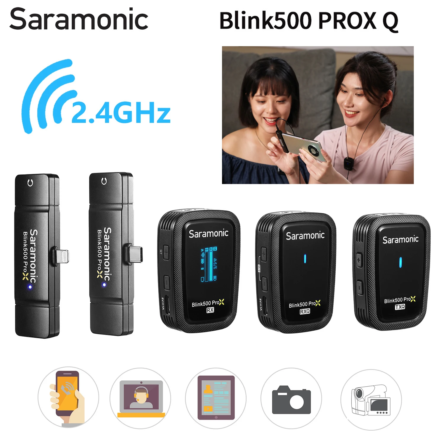 

Saramonic Blink500 ProX Q 2.4GHz Dual-Channel Wireless Microphone for PC Android iPhone Huawei DSLRs Cameras Lavalier Microphone