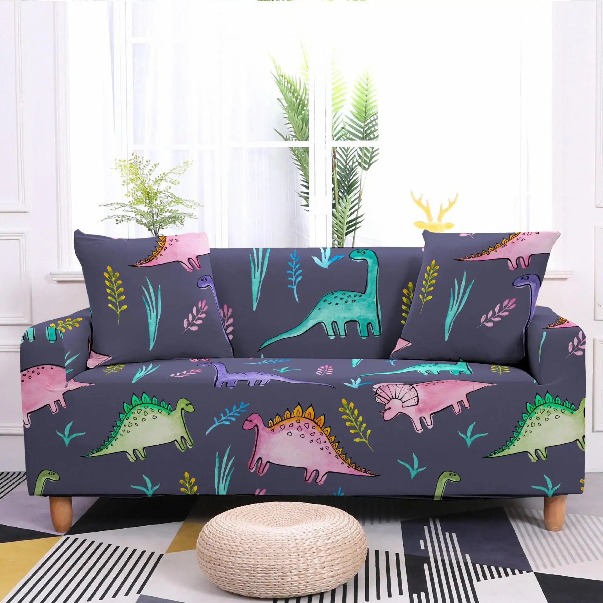 

New Dinosaur 3D Digital Printing All Inclusive Elastic Sofa Cover Home Sectional Sofa Covers for Living Room Cushion Cover 1PC