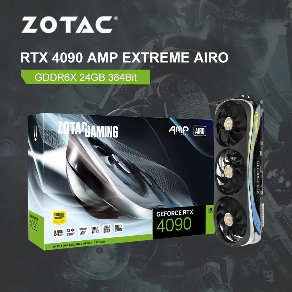 Видеокарта ZOTAC RTX 4090 RTX4090, GDDR6X NVIDIA GPU 4nm 24 ГБ 384Bit 12Pin, RGB 2235 МГц