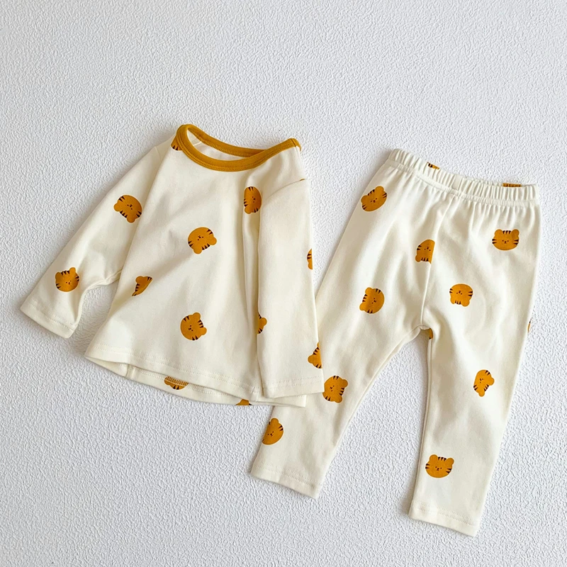 

Toddler Baby Boy Girl Home Wear Set Autumn Cartoon Animal Print Pajamas Suit for Infants Cotton Cute Kids Clothes Girls Outfits