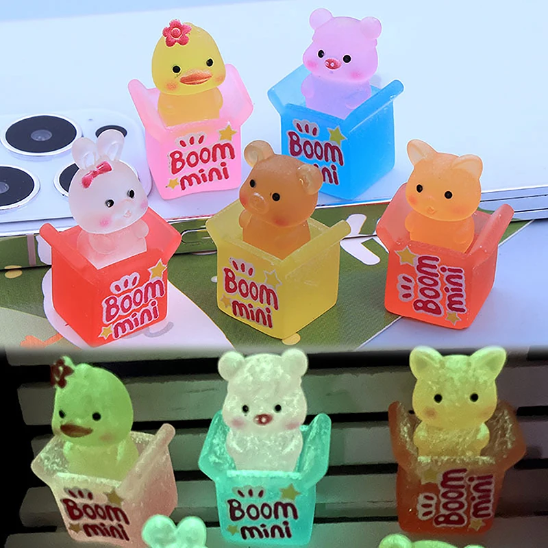 

Luminous Cartoon Animal Rabbit Pig Duck Bear DIY Mini Tabletop Car Micro Landscape Plant Decor Creative Toy Doll House Ornament