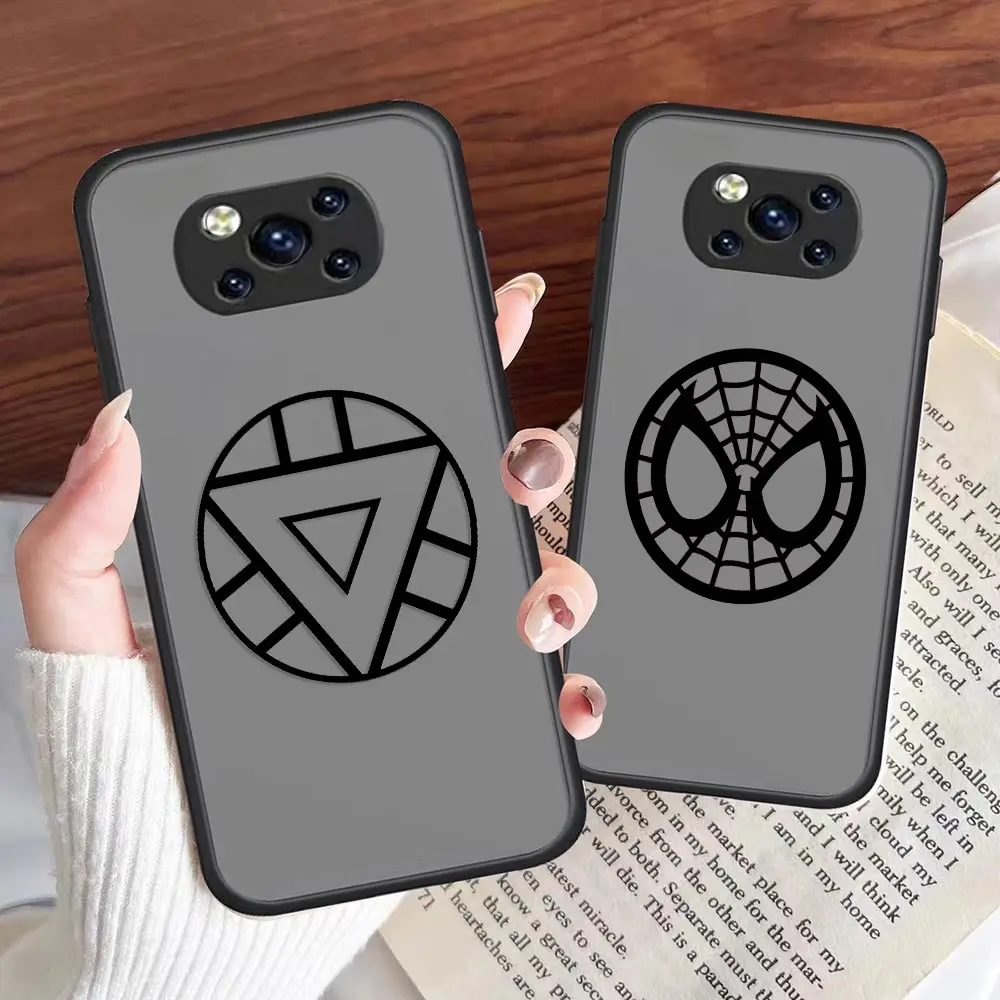 

Marvel Iron Man Spider Man Logo Cartoon Matte Case For Xiaomi Poco M4 Case For Xiaomi Mi Poco F4 X4 M4 X3 M3 F3 GT Note10 Max 2