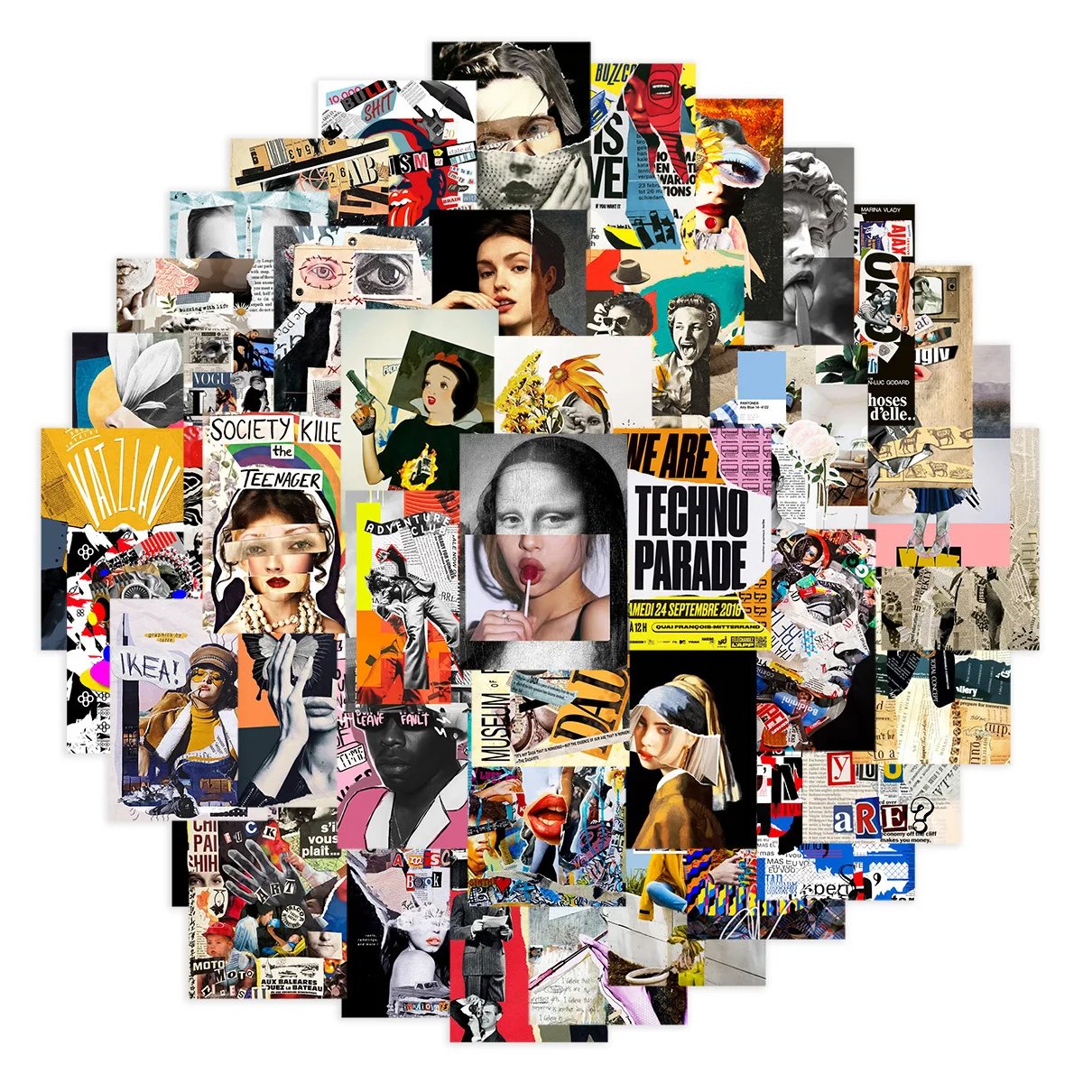 

30/50Pcs Funny Art David Mona Lisa Stickers DIY Skateboard Laptop Luggage Bike Motorcycle Phone Car Sticker Decals