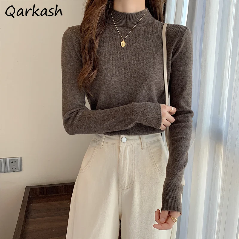

Pullovers Women Various Colors Hot Sale Breathable Stretchy Harajuku Pure Trendy Elegant Mujer Jumpers Slim Long Sleeve Vintage
