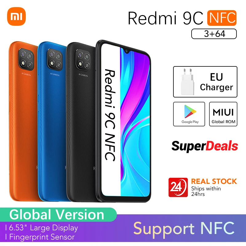 

Xiaomi Redmi 9C NFC 3GB 64GB Global Version Smartphone 5000mAh Battery MTK Helio G35 Octa Core 6.53" HD+ Display NFC 13MP