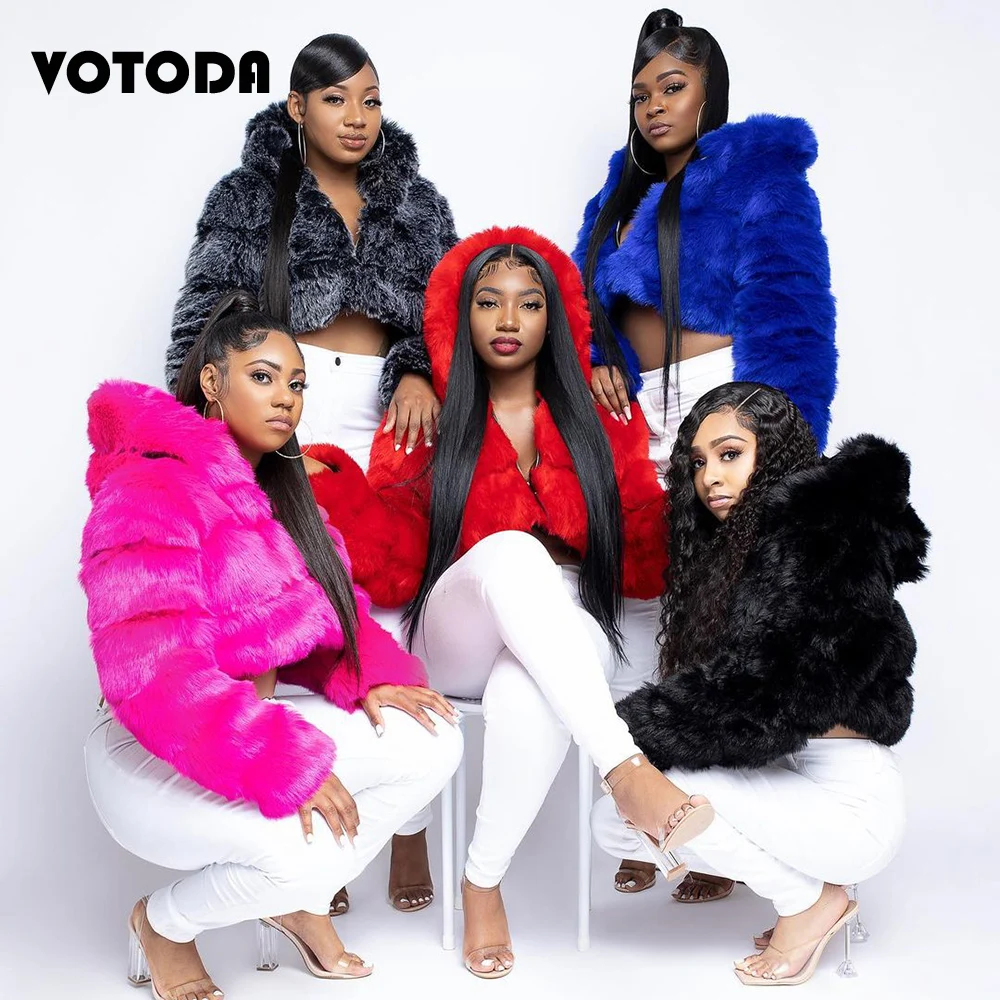 Winter Luxury Fur Coat Women Fluffy Faux Fur Coat Sexy Furry Warm Hooded Outerwear Ladies High Quality Fashion Fur Jacket Mujer