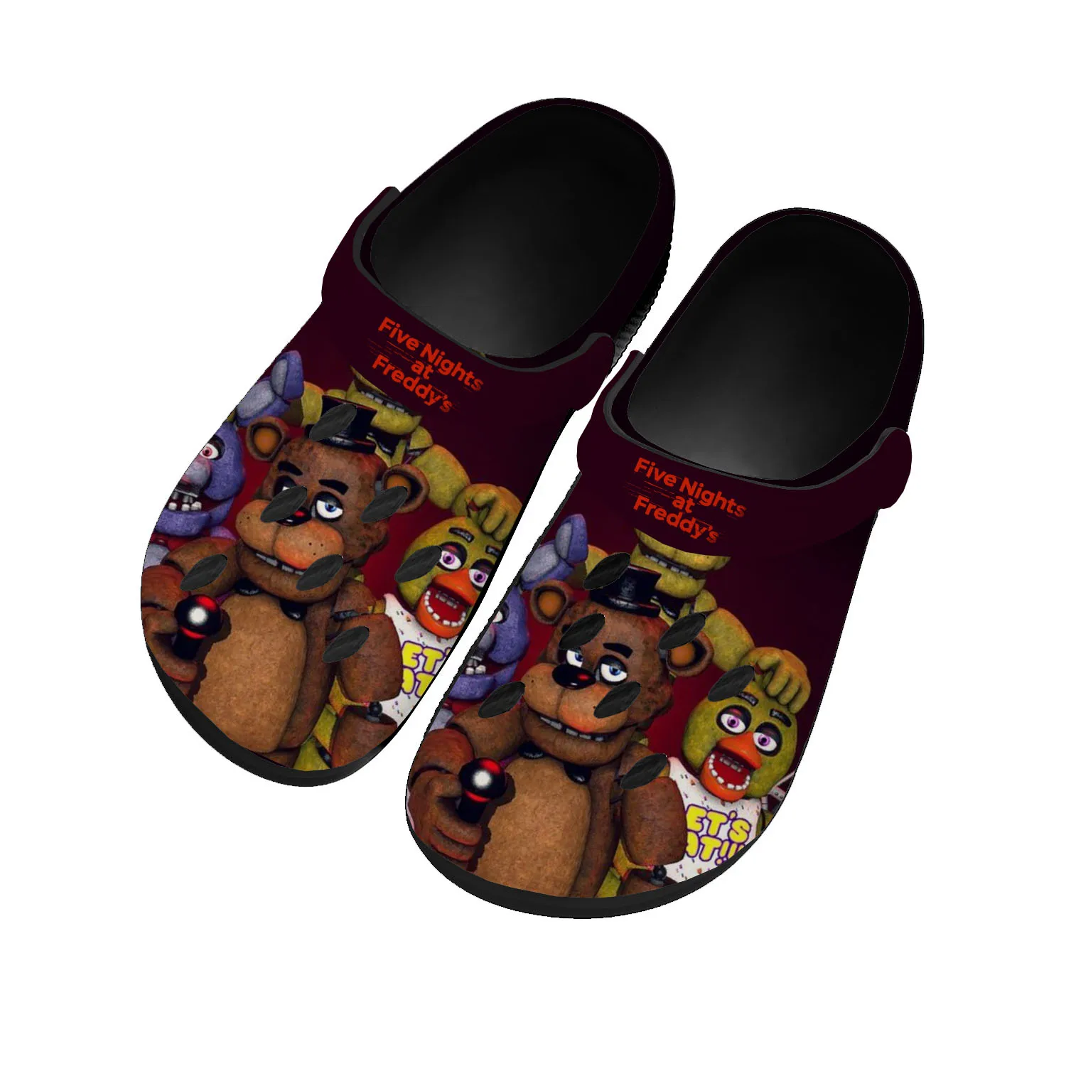 

Fnaf Freddy At Game Nights Home Clogs Mens Womens Teenager Tailor Made Water Shoes Garden Beach Hole fashion Slippers Sandals