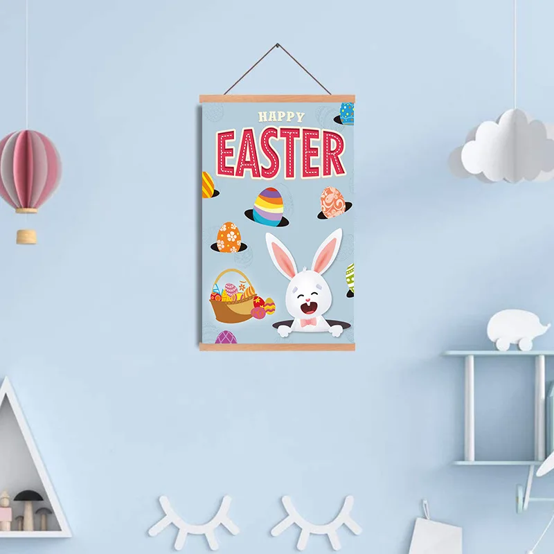 

1 New Easter Hanging Painting Bedroom Decoration Cute Rabbit Radish Cartoon Oil Painting Living Room Decorative Painting