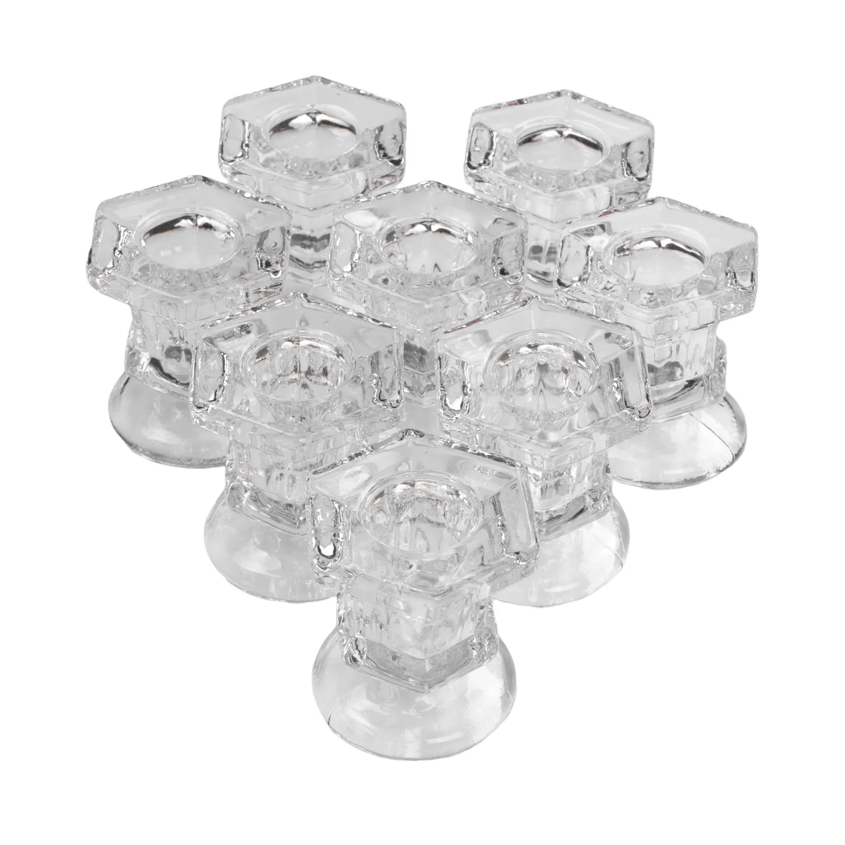 

8Pcs Glass Candle Holders Wedding Candlestick Fine Transparent Crystal Glass Candle Stand Dining