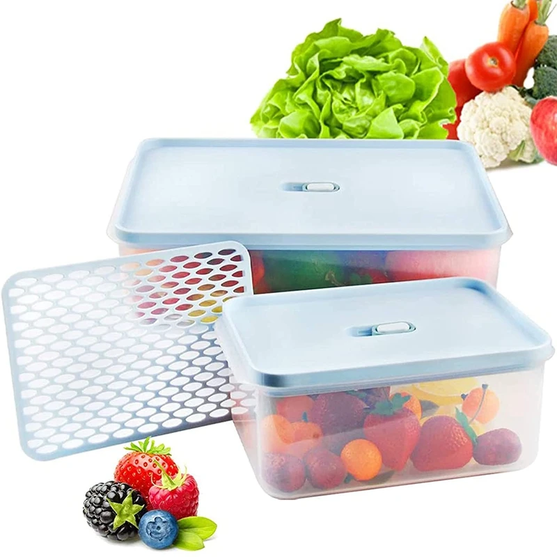 

LJL-Lettuce Keeper For Fridge Fruit Storage Containers For Freezer Stackable Produce Saver Food Storage Container With Lid