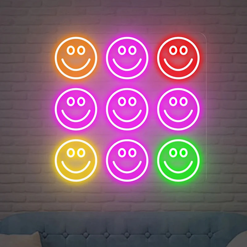 Неоновая вывеска Smile с счастливым лицом неоновые вывески винтажная неоновая