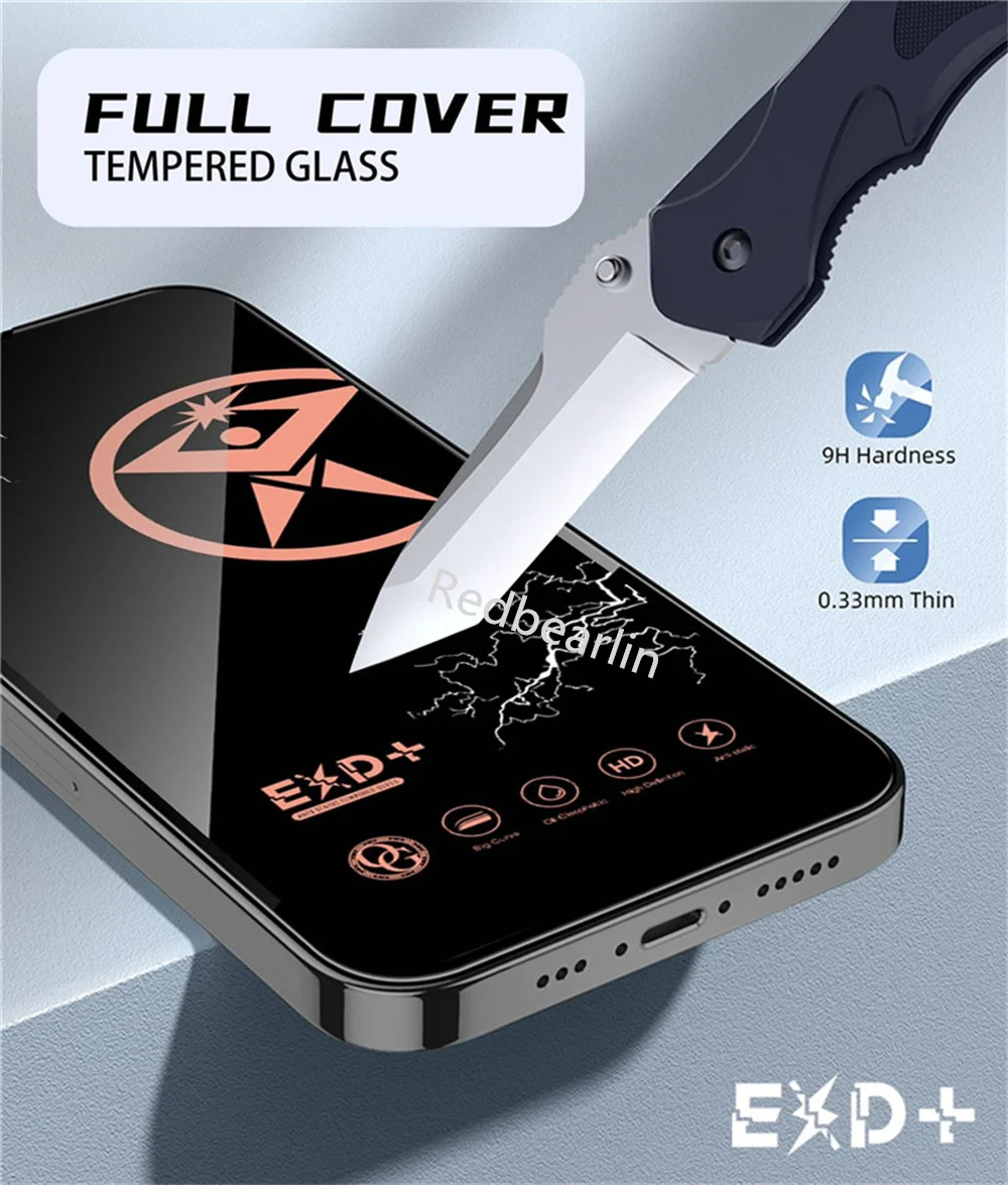 10/20Pcs Full Cover ESD Anti-Static Screen Protector Tempered Glass Film For iPhone 14 Plus 13 Pro Max 12 Mini 11 XS X XR SE