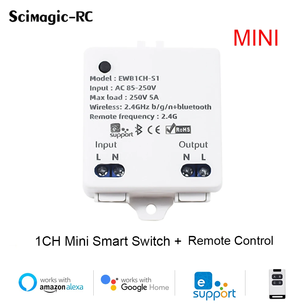 

Переменный ток 85-250 В eWeLink Smart Wifi Switch Универсальный релейный модуль 1CH Беспроводной переключатель Таймер Пульт дистанционного управления тел...