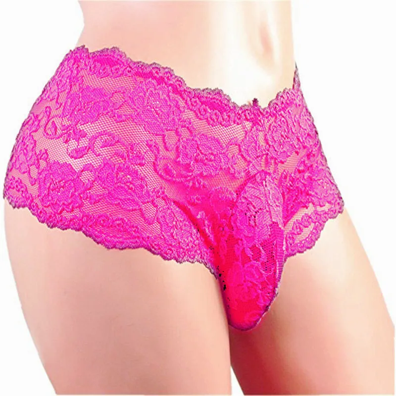 Sexy Lace Men's Panties Pseudo-Girl Nightclub Stage Performance Boxer Underwear Men Sissy Lingerie Enhancement Bag Bikini Briefs
