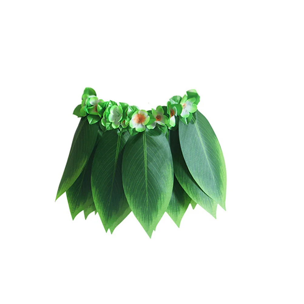 

5 hawaiian leaf hula skirt set hawaiian leis set and leaf hula skirt tropical fern leaf headband hawaiian costume set green