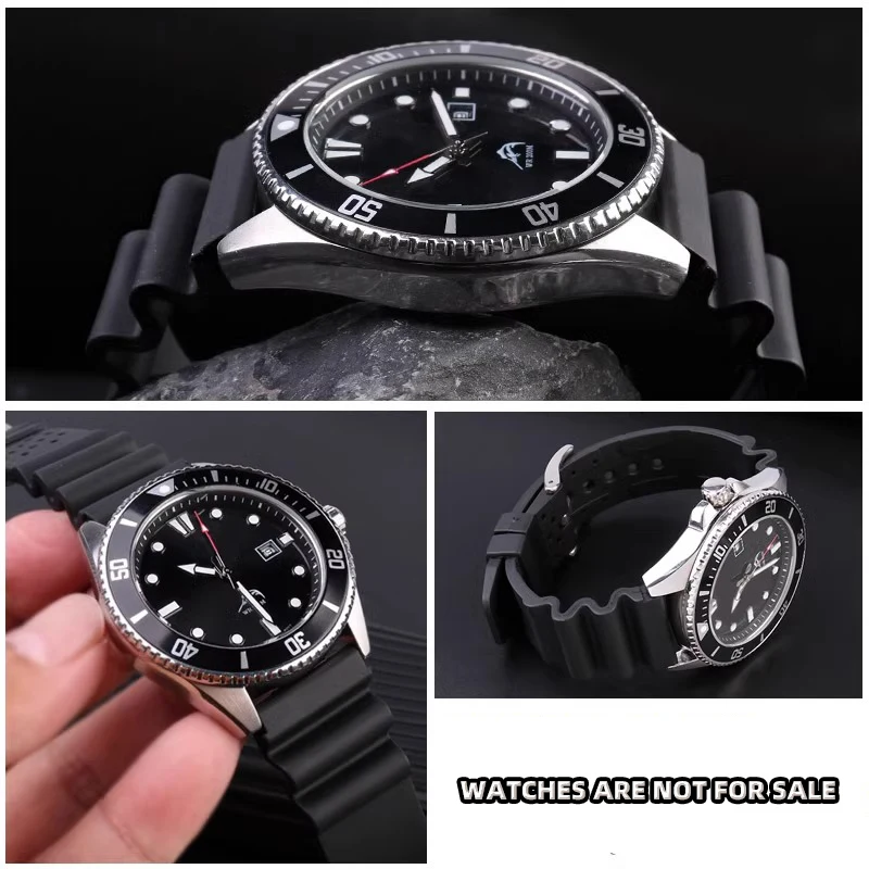 Фото Силиконовый ремешок для часов Casio Swordfish MDV-106 107 MTP-1374/1375 mdv106, мягкий, водонепроницаемый, черный, 22 мм №4