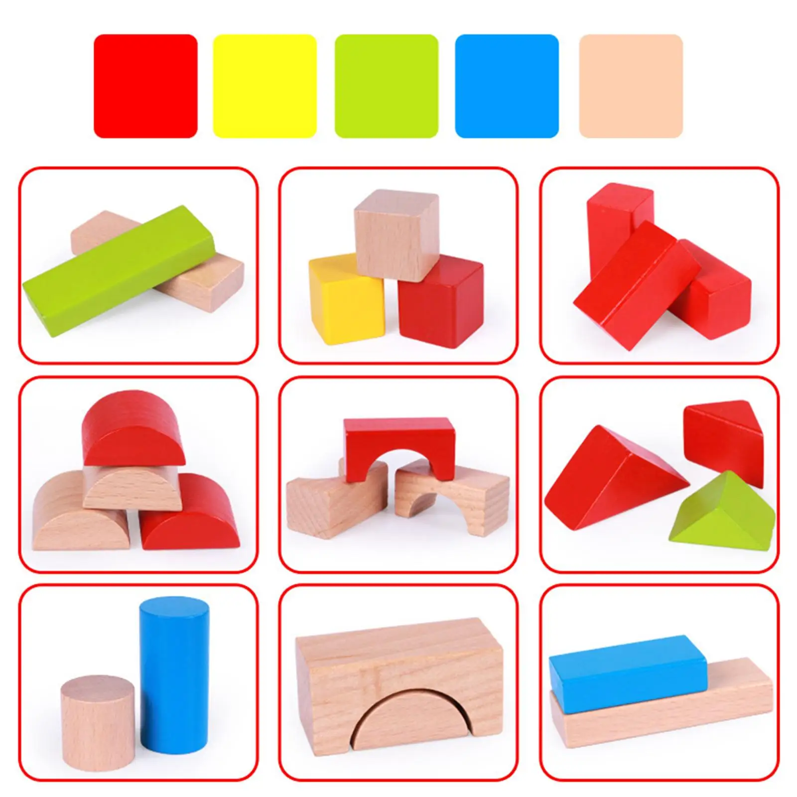 

40x деревянные строительные блоки для дошкольного обучения DIY для девочек Подарки для детей