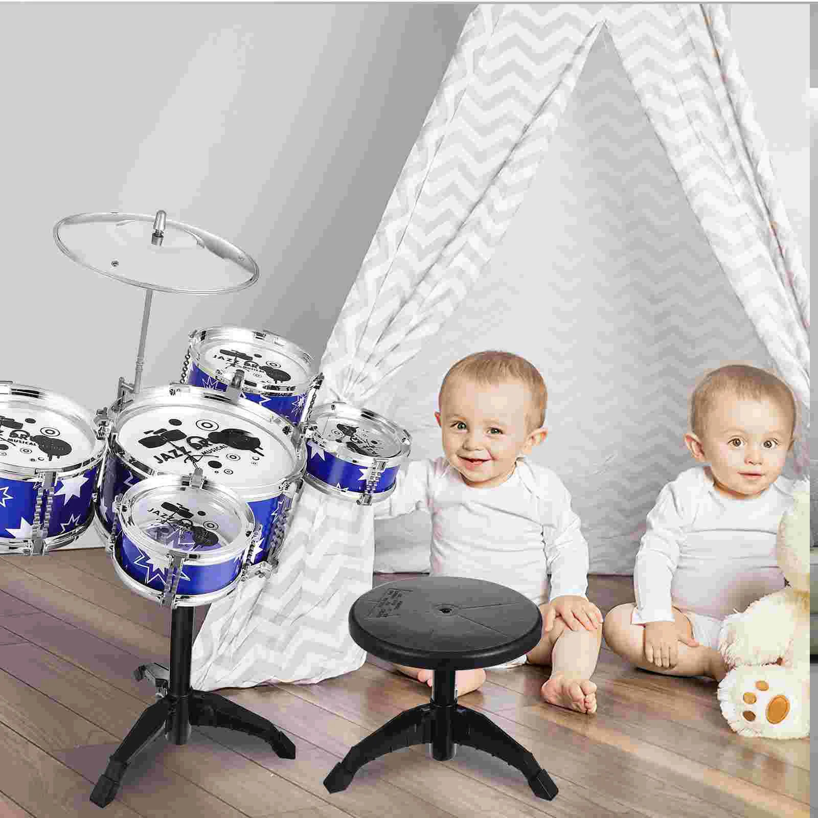 

Детский барабанный Набор из 3-х частей, детский барабанный набор, образовательные Ударные музыкальные инструменты с регулируемым престолом, тарелка, педаль, барабанные палочки