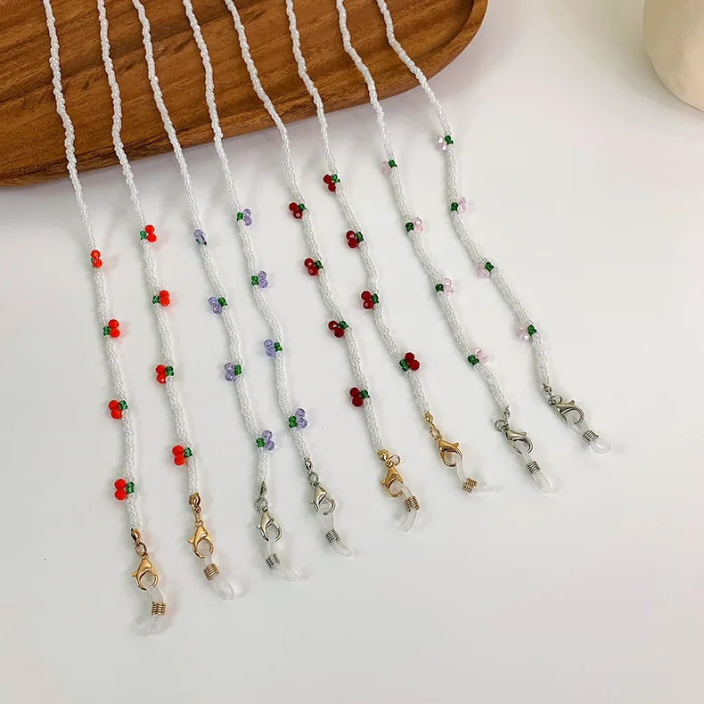 

Цепочка для очков «вишня», шнур для очков в стиле ретро, с бусинами, на шею, подарок