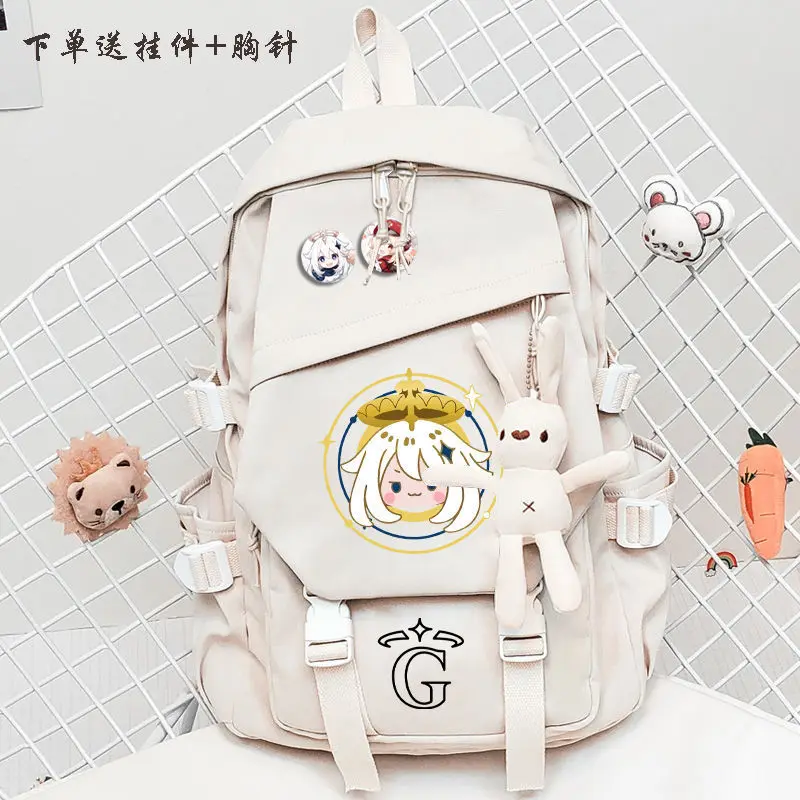 

Anime Game Genshin Impact Paimon Cute Japanese Cartoon Unisex Fashion School Backpack Student Bag for Kids Teenagers 3