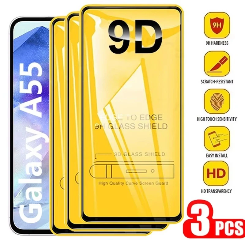 Фото Защитное стекло 9D для Samsung A56 5G, A16, A55, A54, A53, A15, A35, A36, A16, A17, A07, A05, A06, S24 FE, S25 Ultra, S22, S23 №1