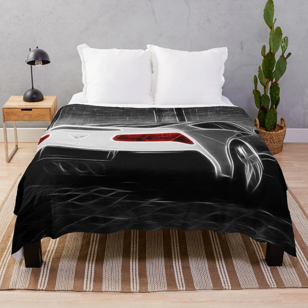 

C7 - Corvette - black white Throw Blanket Tourist Blanket