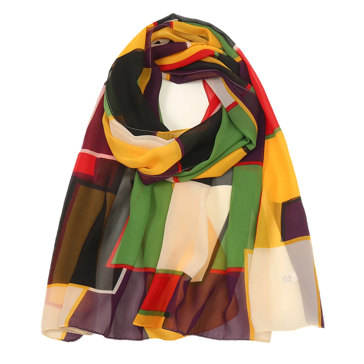 Женский элегантный хиджаб с геометрическим принтом 150x50 см