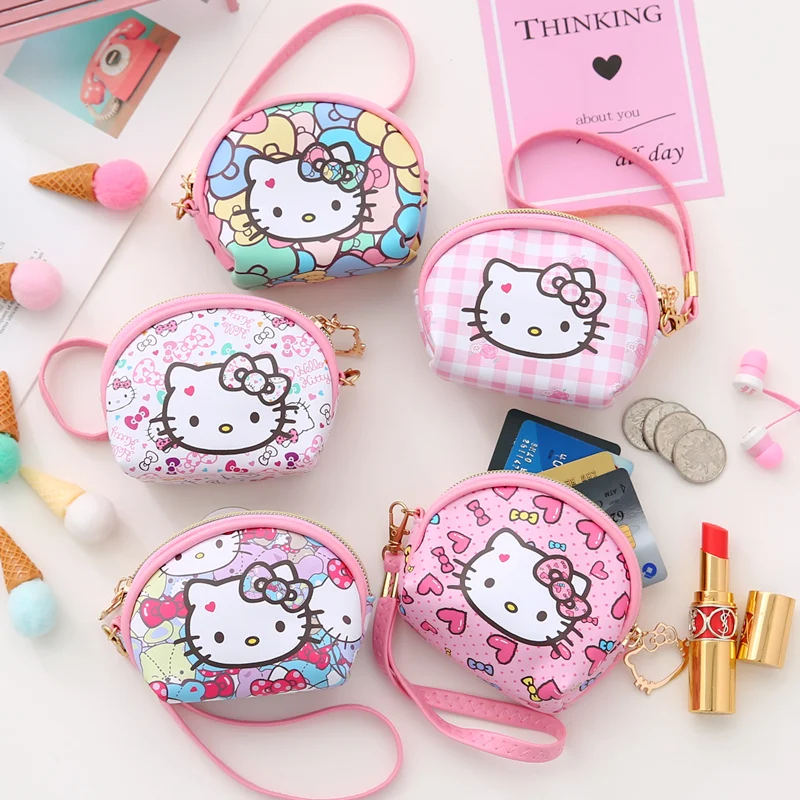 

New Sanrioed Kawaii MyMelody Kuromi Cinnamoroll KT Cat Cartoon Hand Zipper Coin Purse Mini Kids Anime Coin Bag Small Purse Gift