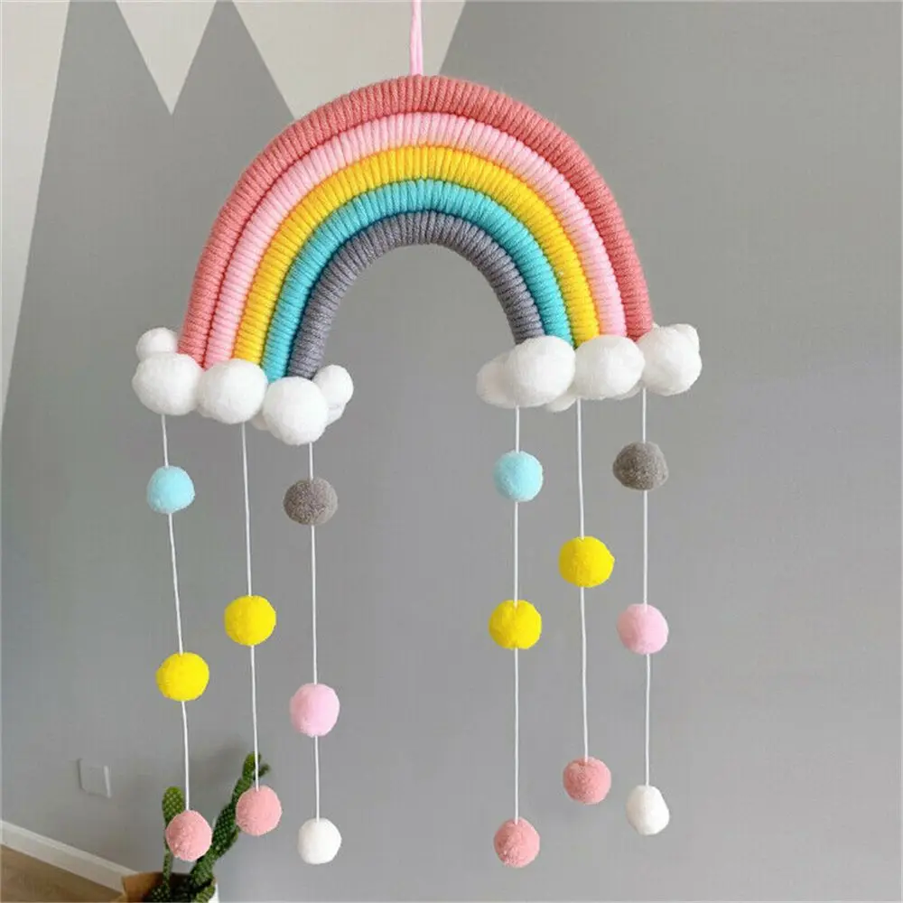 DIY PomPom Радужные облака гобелен ручной работы макраме реквизит для фото тканый