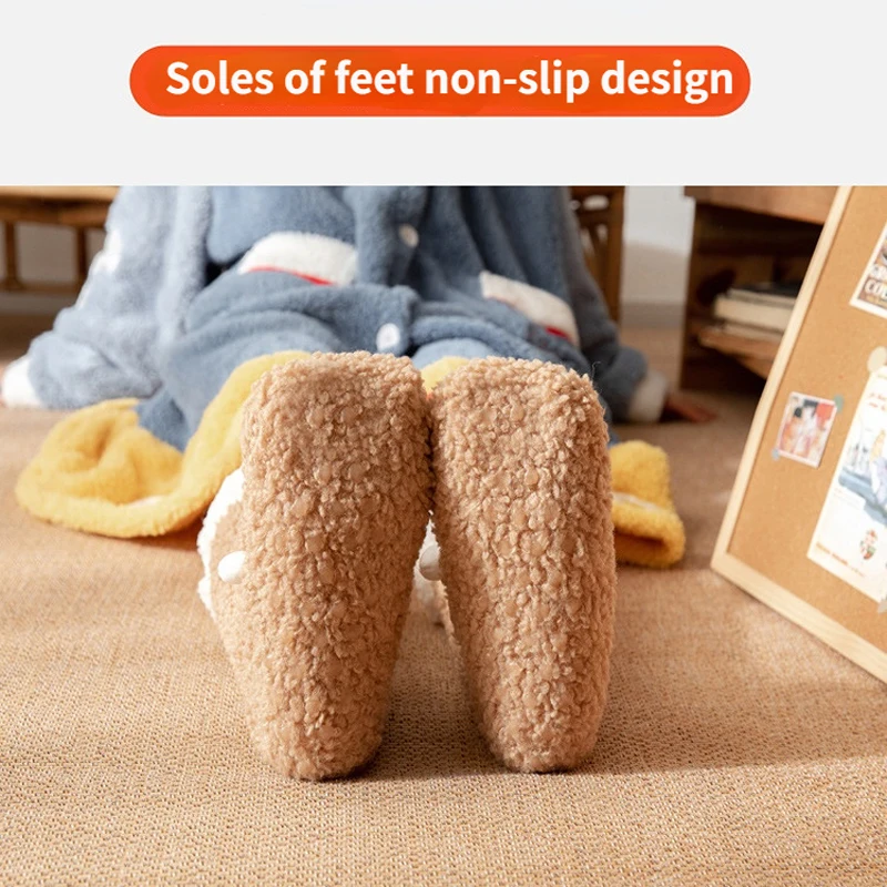 Kawaii Socks Women Funny Cute Cartoon Socks Christmas Female Gift Warm Thick Soft Fuzzy Animal Lovely Home Non-slip Socks