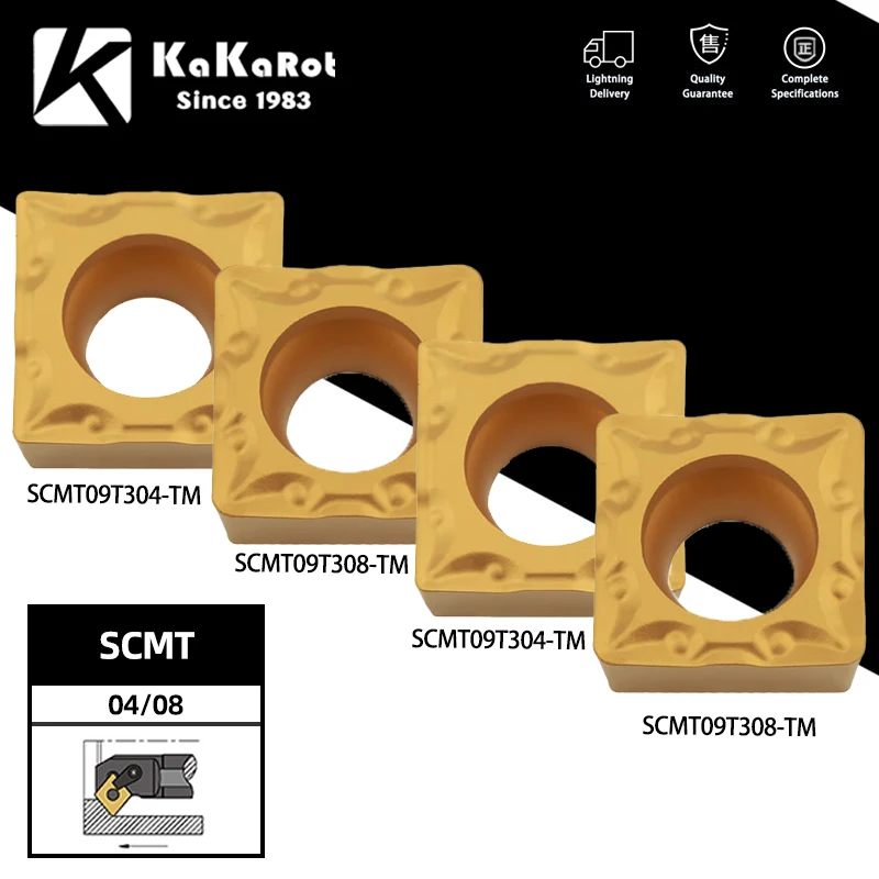 

KaKarot 10pcs Carbide Insert SCMT09T304 SCMT09T308 TM Steel Turning Tool Holder Boring Bar CNC Cutter