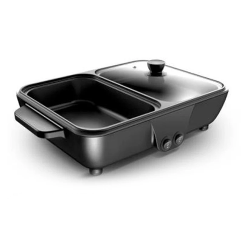 

Household & Travel 2 In 1 Non-Stick Cooking Frying Pan Dual Use Electric Bbq Grill With Hot Pot EU Plug