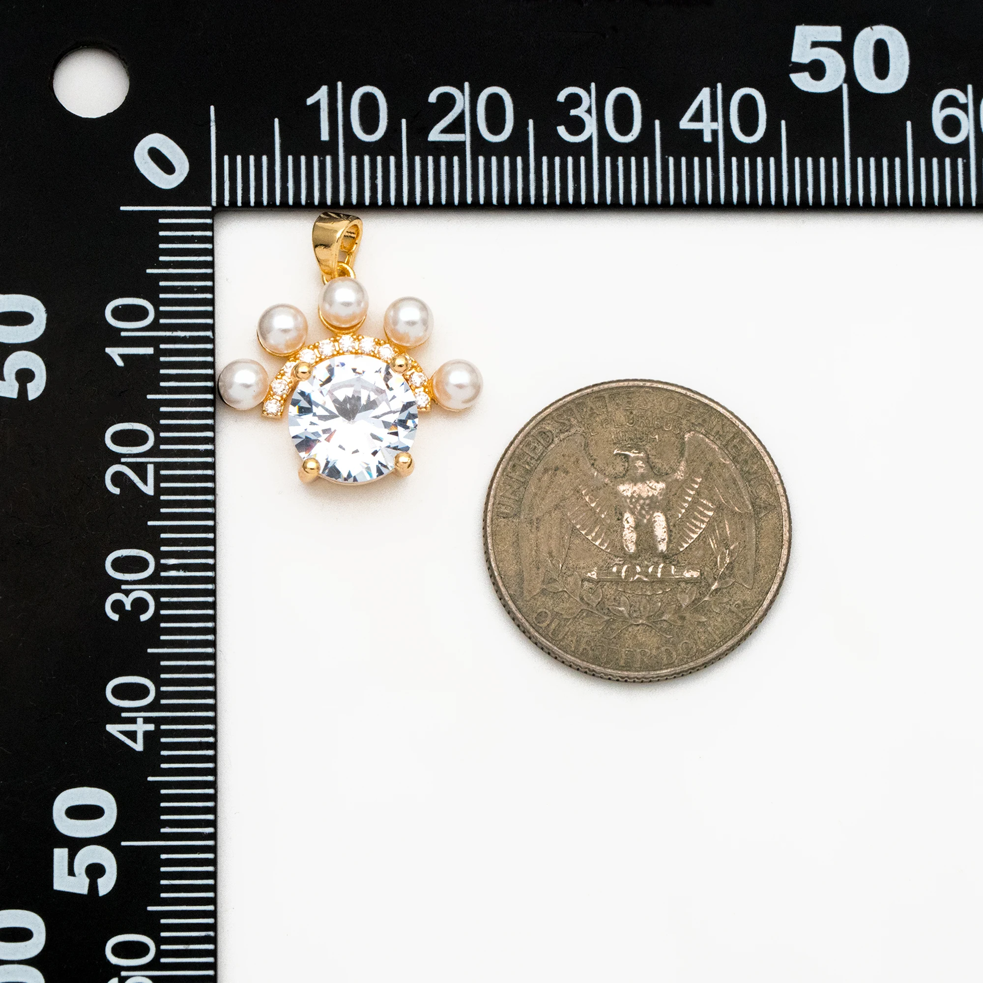 Круглые позолоченные подвески с кубическим цирконием 4 шт. латунь покрытием из