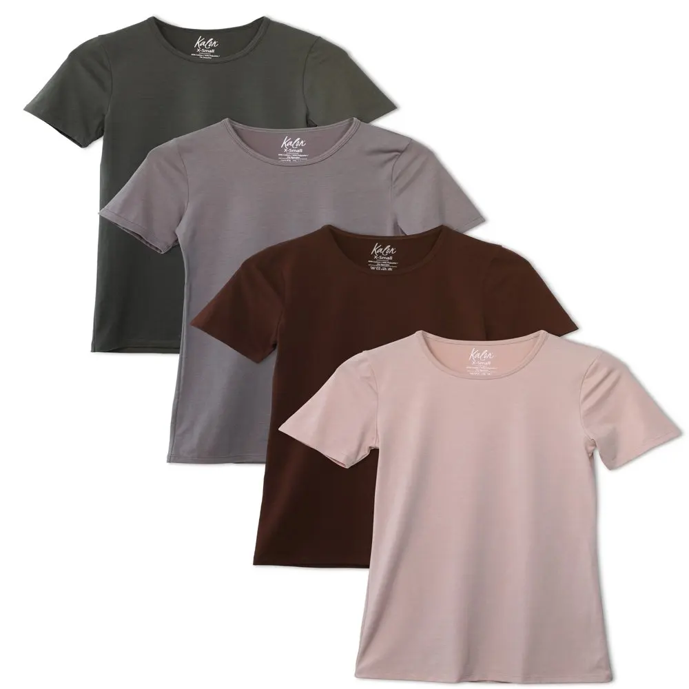 

Роскошная женская футболка среднего размера с круглым вырезом, базовый слой с мягким, приталенным дизайном, 4 шт. в естественных тонах.