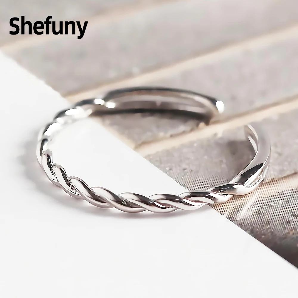 

925 Sterling Silver Twine Adjustable Finger Rings Twist Irregular Stackable Open Size Rings For Women Fine Jewelry Birthday Gift