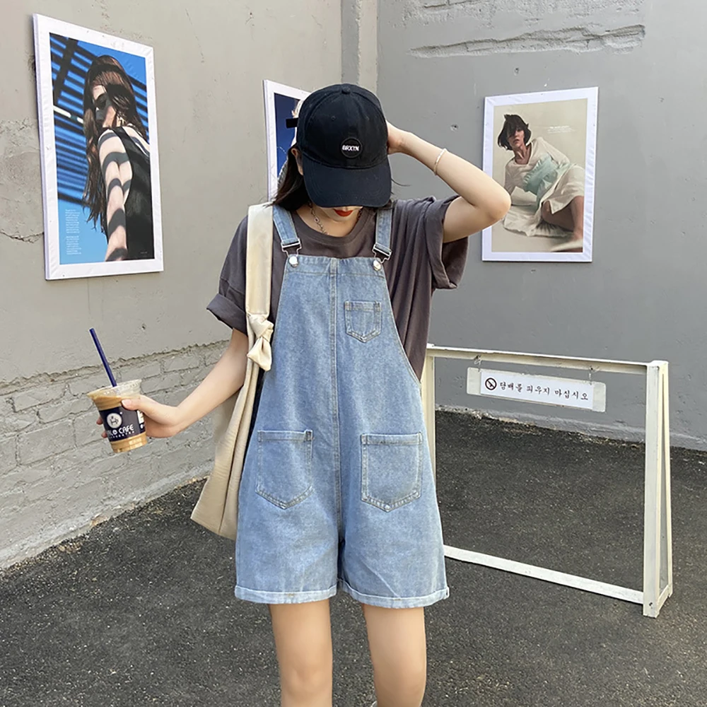 

Spring Summer Women Denim Jumpsuits Korean Style Loose Straight Pants New High Waist Wide-Leg Jean Overalls Female Vintage Tide