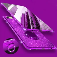 luxury bling glitter case for iphone 13 12 11 pro max xr x xs max 7 8 6 plus se metal ring holder softcover coque