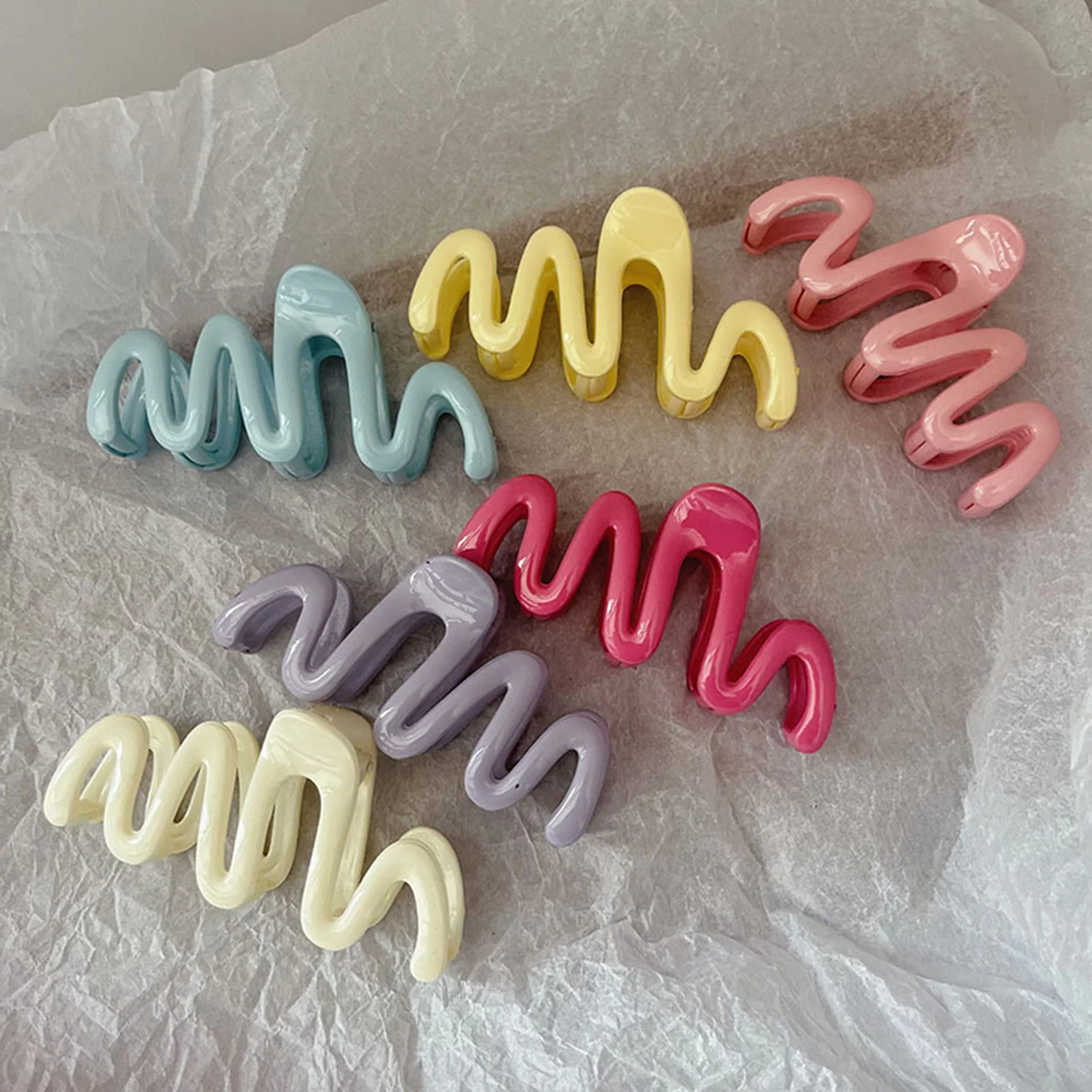 

Candy Color Wave Hair Claws Korean Style Large Size Makeup Bath Hair Clips Thick Hair Holder Summer Hair Accessories for Women