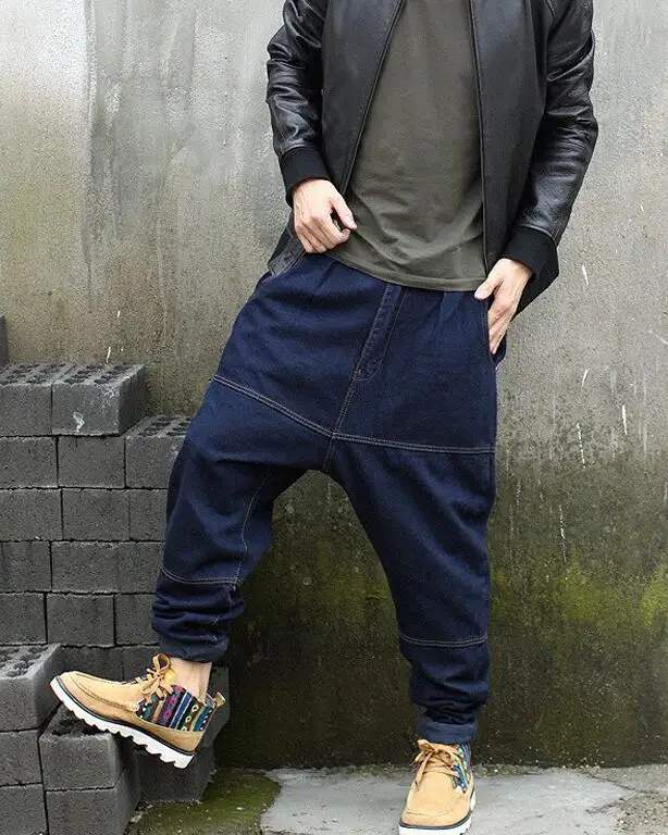 Four Seasons Male Hip-Hop Jeans Loose Denim Harem Pants Men's Tapered Feet Jeans Harem Jeans
