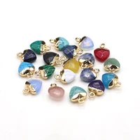 natural stone pendants heart shape faceted crystal agate stone necklace accessories for jewelry making earrings gift
