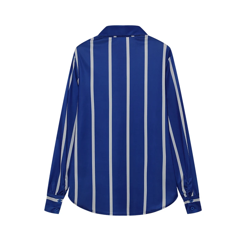 Женская Полосатая Рубашка С Принтом В Стиле Юго-Восточной Азии Офисный Женский