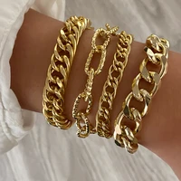 wild punk chain alloy bracelet gold thick chain bracelet for women party jewelry