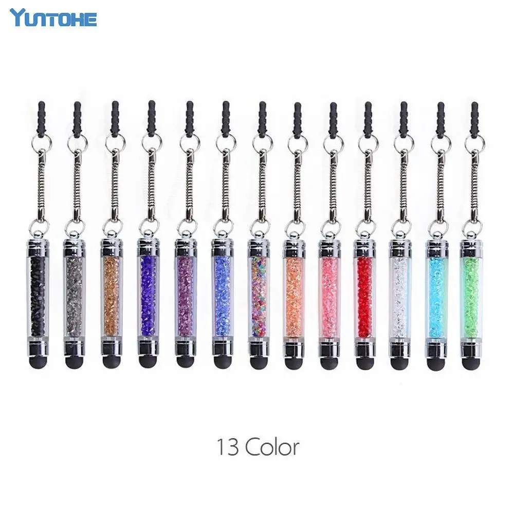 500 шт. / лот Роскошный алмазный кристаллический ёмкостной стилусный шариковый ручка для сенсорных экранов для мобильных телефонов iPhone PC Tablet iPad.